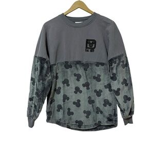 Disney Size XS Gray Icon Velour Mickey Head Spirit Jersey Sweatshirt Neutral
